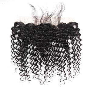 Brazilian Deep Wave Hair Bundles with Frontal Closure 13x4 Ear to Ear Pre Plucked Free Middle Three Part Sew in Human Wigs Lace Frontal - Image 5