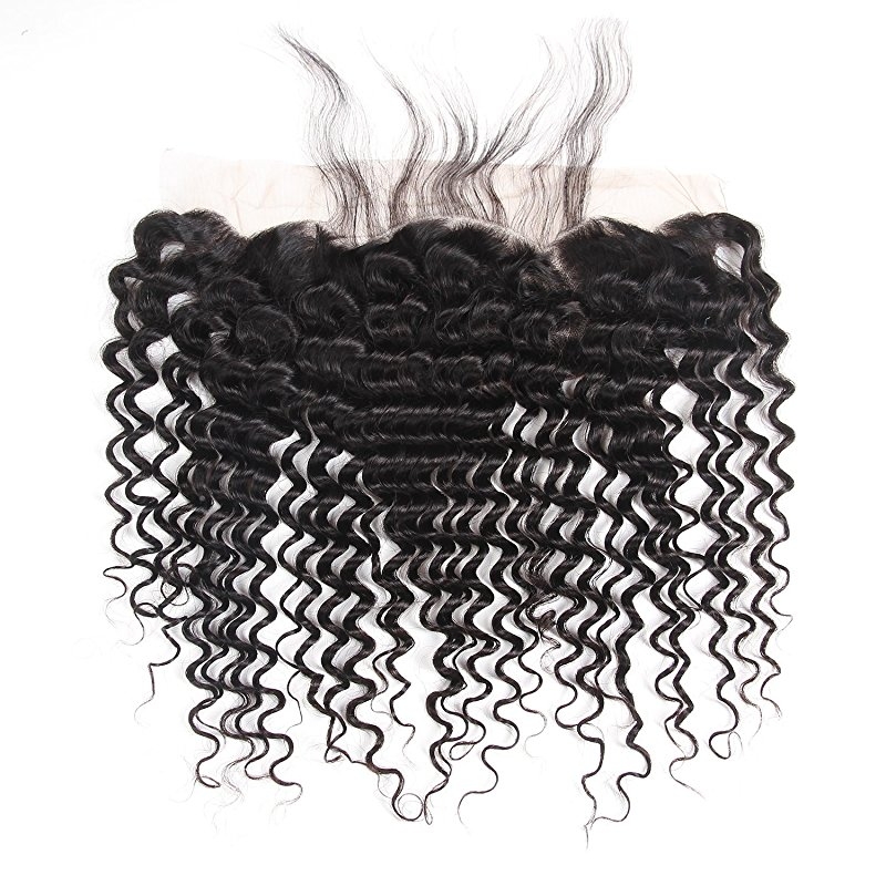 Brazilian Deep Wave Hair Bundles with Frontal Closure 13x4 Ear to Ear Pre Plucked Free Middle Three Part Sew in Human Wigs Lace Frontal - Image 5