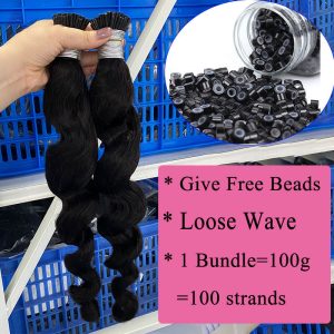 Loose Wave I Tip Hair Extensions Microlink Human Hair Extensions For Black Women Brazilian Virgin Bulk Hair Bundles Pwigs - Image 5
