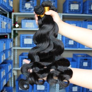 Alternative view of Natural Color Body Wave Indian Remy Human Hair Extensions Weave 3 Bundle Deals