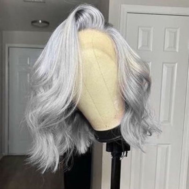 Bob HD Lace Wig 13x4 13X6 Straight Silver Color Cambodian Human Hair Wigs Pre Plucked Grey Lace Front Wig 150% Density - Image 4
