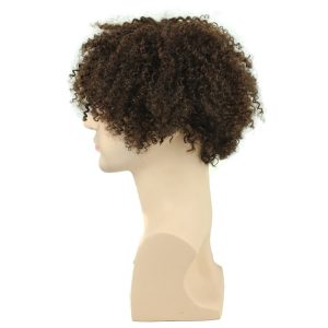 Afro Kinky Curly Short Wig Brazilian Remy Human Hair 130% Density Short Wig Toupee Hairpiece for Men (Black) - Image 9
