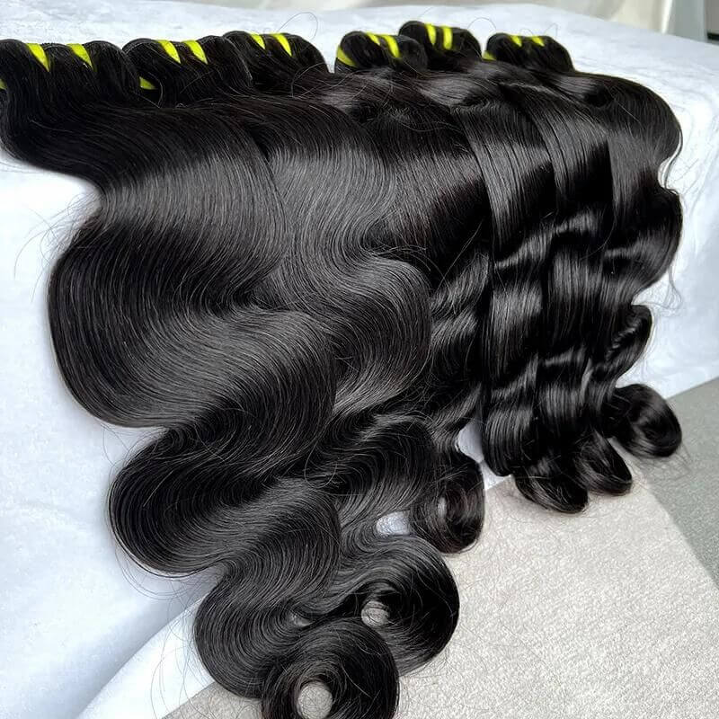 Pwigs Body Wave 12A Top Grade Raw Double Drawn Cambodian Virgin Human Hair Bundles Sew in Extensions Natural Black Double Weft 100% Natural Cuticle Aligned Unprocessed Hair - Image 6