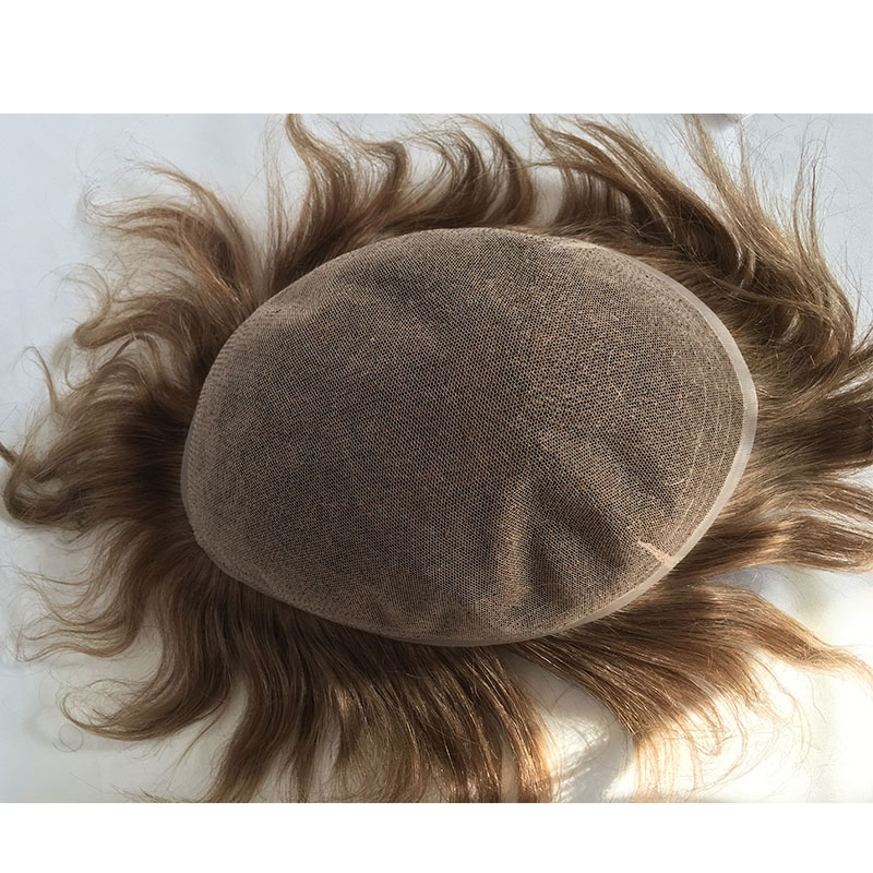 Pwigs Hairpiece Full French Lace Mens Toupee Bleached Knots Men Toupee Human Hair Wig Indian Remy Hair System Breathable 8x10 Toupee 18# Color - Image 7