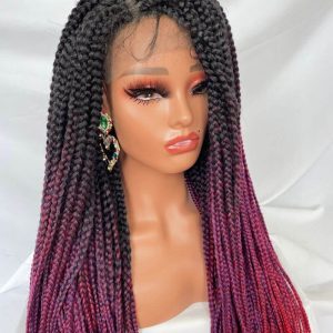 9x6 Lace Ombre Wigs 36 Inch double Lace Front Box Braided Wigs Knotless Lace Frontal Wig Synthetic Black Hand Braided Cornrow Braids Wigs With Baby Hair - Image 10