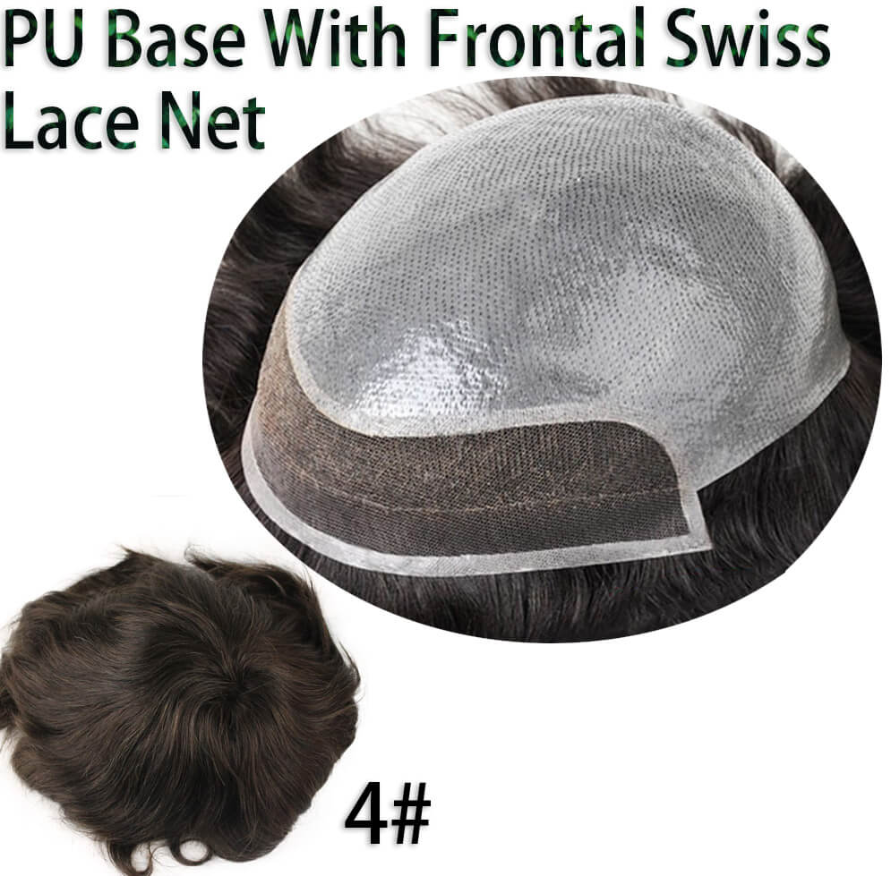 Hairpieces Replacement System For Men Swiss Lace Net With Half Pu Around Hair 100% European Remy Human Hair 10x8 - Image 19