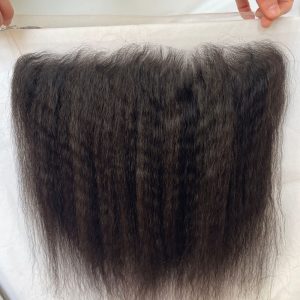 13x6 HD Transparent Human Hair Kinky Straight Lace Frontal with Natural Hairline Ear to Ear Pre-Plucked Full Lace Frontal Closure with Baby Hair Yaki Straight - Image 3