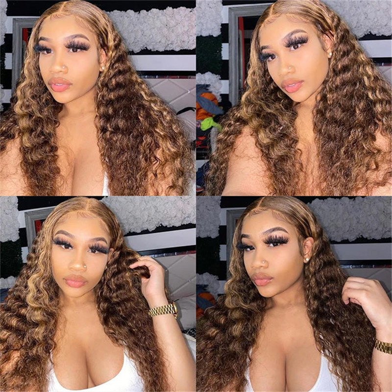 Oreo Highlight Wig Piano Color 4/27 Ombre Deep Wave 13X4/13X6 Hd Lace Front Human Hair Wigs - Image 3