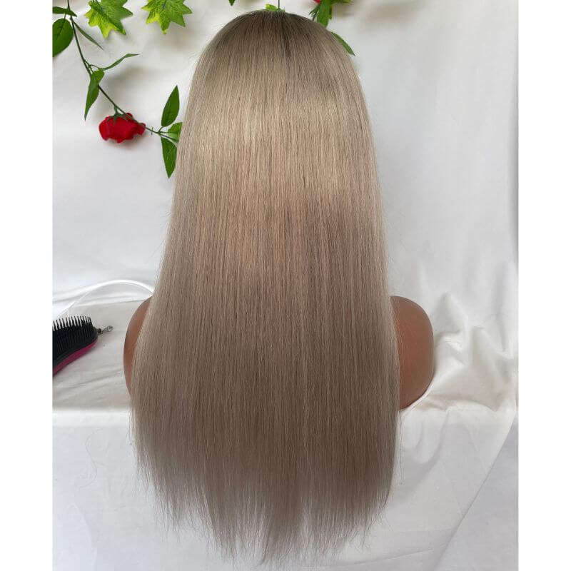 Ombre Grey Sliver Lace Front Wig Human Hair 150% Straight Grey Human Hair Wig Brazilian Ombre Remy Human Hair Wigs Silver Gray Lace Front Wig - Image 5