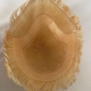 Cut Hairstyle Human Hair Piece Wigs Toupee for Men Hair Replacement System Human Hair Toupee For Men Natural Lace Front with Skin 10x8 Straight 60# Platinum Blonde Color - Image 7