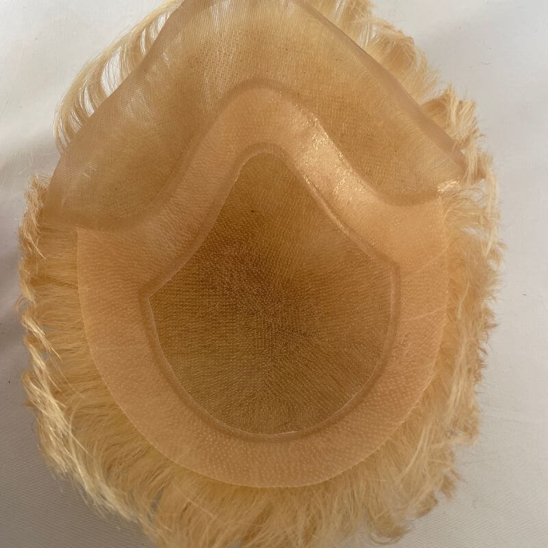 Cut Hairstyle Human Hair Piece Wigs Toupee for Men Hair Replacement System Human Hair Toupee For Men Natural Lace Front with Skin 10x8 Straight 60# Platinum Blonde Color - Image 7