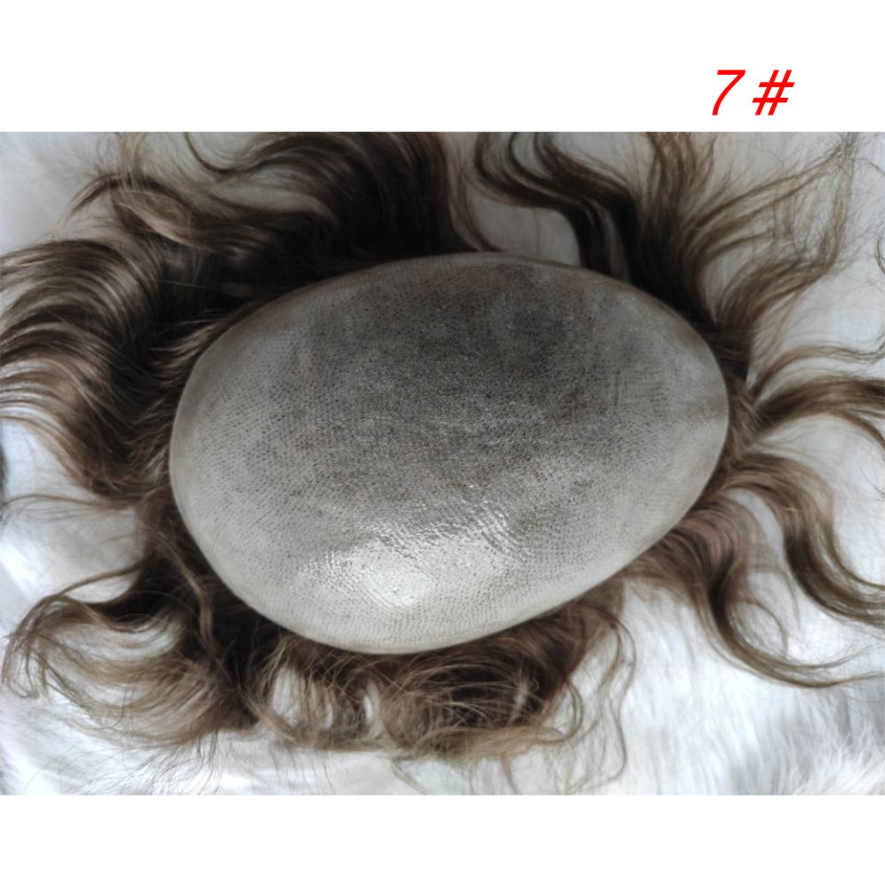 Toupee for Man Ultra Thin Skin PU Men's Hairpiece European Virgin Human Hair Replacement System Pieces 10x8inch #4 Light Brown Color - Image 20