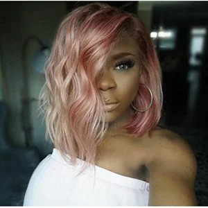 Alternative view of Brazilian 1B / Pink Color Body Wave Human Hair Glueless Hair Wig With Natural Hairline
