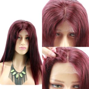 Color 99j Brazilian Straight Human Hair Wigs with Baby Hair Lace Wig for Black Women - Image 4