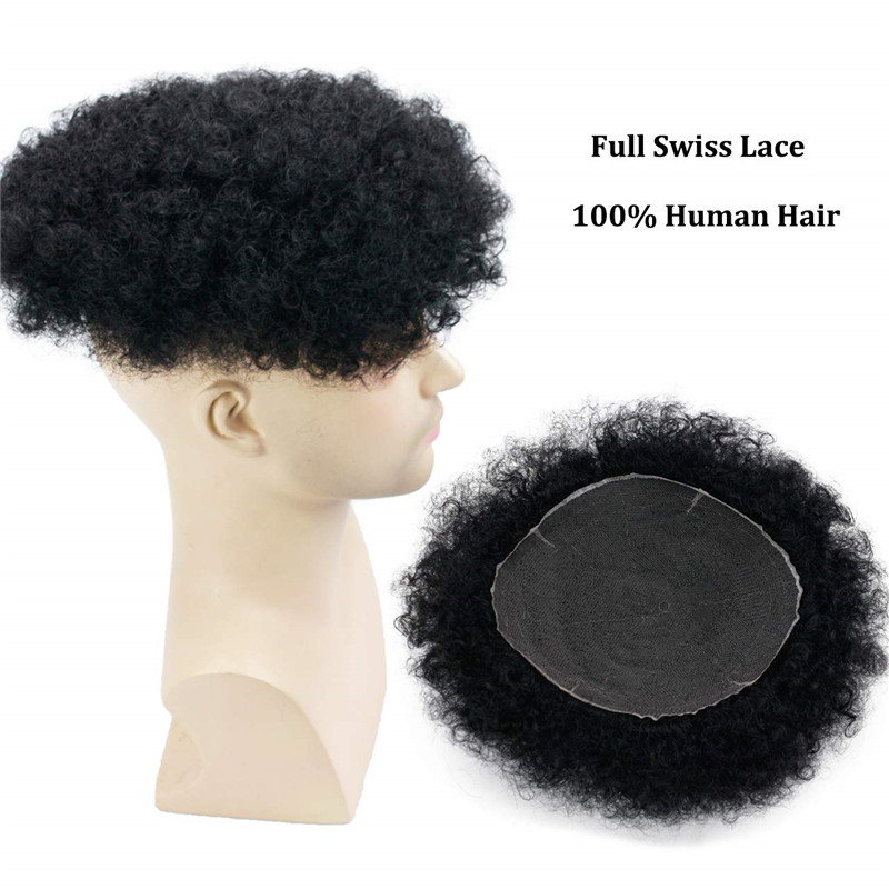 Human Hair Afro Curly Mens Toupee Hairpiece Wig Base with Hard PU Reforced Size 10x8 inch #1B Off Black - Image 24