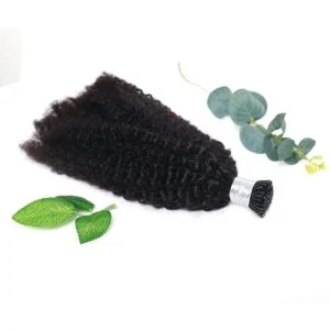 Alternative view of I Tip Hair Extensions 4B 4C Kinky Curly I Tip Raw Virgin Hair Double Drawn Russian Micro Links Hair Extensions I Tips