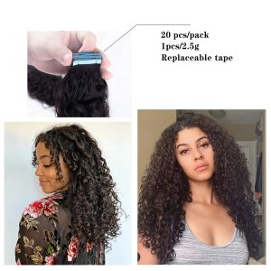 100% Real Human Hair Tape In Extensions Remy Kinky Curly Natural Skin Weft Tape On Adhesive Invisible - Image 5