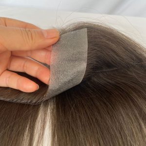 Men's V Loop Frontal Toupee PU Human Hair Hairline 100% Real Human Hair Male Replacement 4# Brown Color - Image 4