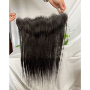 13x4 HD Transparent Lace Frontal Brazilian Remy Hair Straight Nature Color with Bleached Knots - Image 3