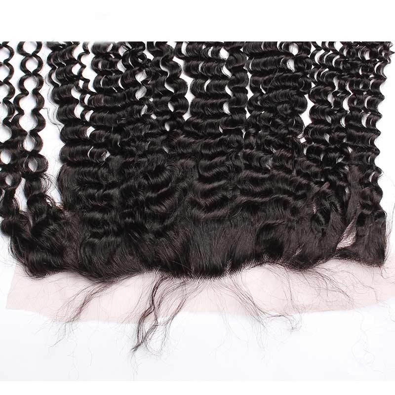Frontal Closure Kinky Curly Brazilian Remy Hair Ear To Ear Lace Frontal Closure 13x4inches Natural Color - Image 3