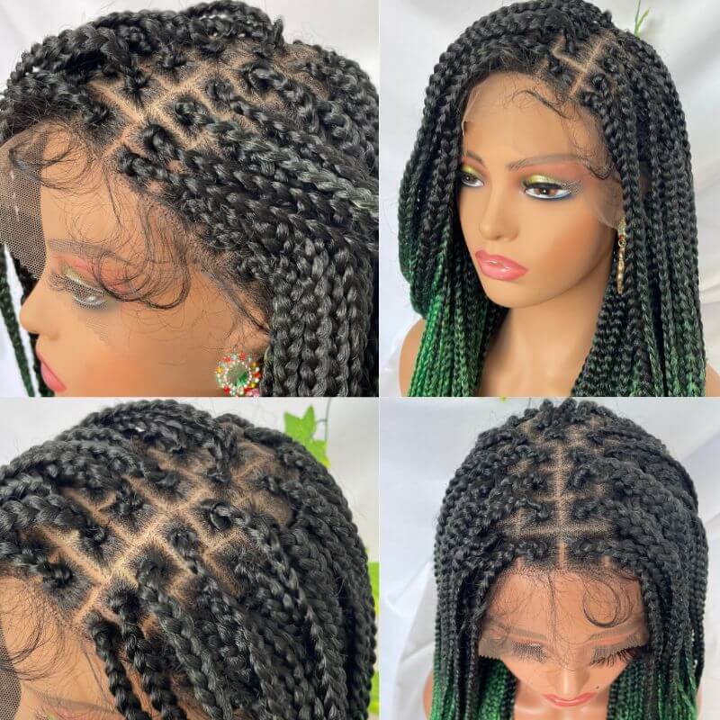 9x6 Lace Ombre Wigs 36 Inch double Lace Front Box Braided Wigs Knotless Lace Frontal Wig Synthetic Black Hand Braided Cornrow Braids Wigs With Baby Hair - Image 21