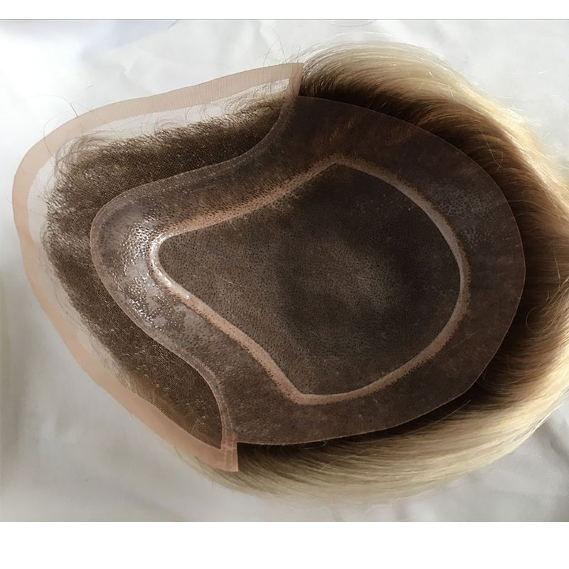 Toupee for Men with Transparent Swiss Lace with PU Around 10x8 Brazilian Human Hair Straight Hair Pieces for Men #60 Platinum Blonde - Image 15