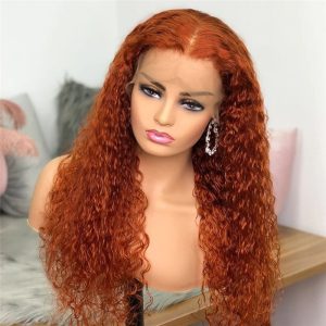 Transparent Brazilian Hair Wigs for Women Colored Curly Ginger Orange Lace Front Wig Deep Wave Lace Front Human Hair Wigs 150% - Image 3