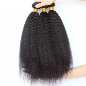 Kinky Straight Brazilian Remy Hair Honey Products Human Hair Weave Bundles Natural Color Coarse Yaki Hair Weaving (1 PC) - Image 4