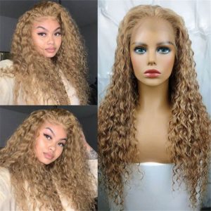 Alternative view of Honey Blonde 13X4 Hd Lace Front Wig Deep Wave #27 Colored Human Hair Wigs 4X4 Closure Wig For African American
