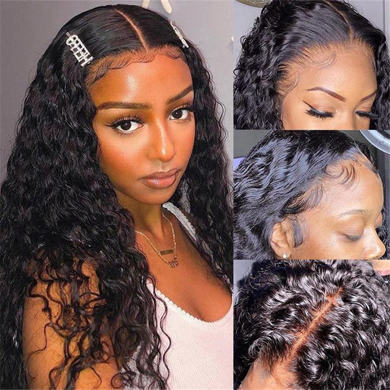 Water Wave 4X4 Hd Transparent Lace With Closure Wet And Wavy Wigs 150% Density Human Hair Natural Hairline - Image 2