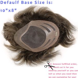 Toupee For Man's Hair Replacement System Wigs With Soft Thin 10"X 8" Mono Lace Hairpiece 90% #5 Brown Human Hair Mixed 10% Grey Hair - Image 14