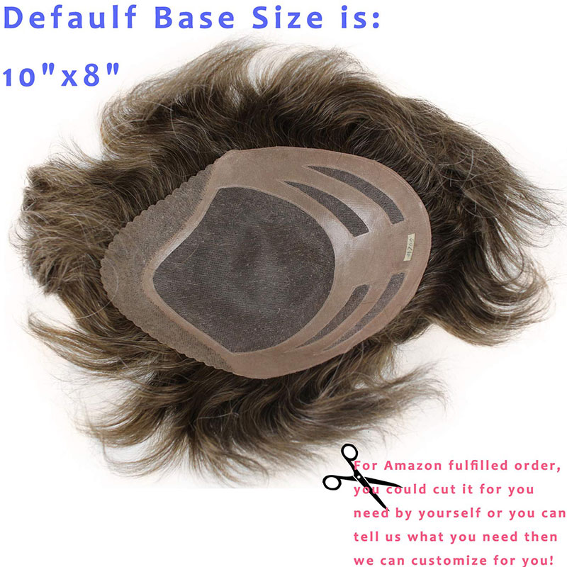 Toupee For Man's Hair Replacement System Wigs With Soft Thin 10"X 8" Mono Lace Hairpiece 90% #5 Brown Human Hair Mixed 10% Grey Hair - Image 14