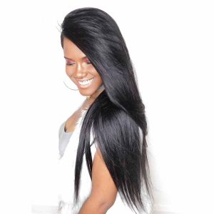 Full Lace Wigs 150% Density Brazilian Human Hair Silk Straight Pre-Plucked Natural Hair Line