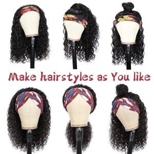 Headband Wig Human Hair Curly Headband Wig Glueless None Lace Front Wigs Machine Made Wigs,18 inch Virgin Human Hair Headbands wig for Black Women - Image 4