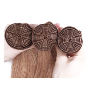 Bundle Hair Color #27 Honey Brown Straight Brazilian Human Hair Weave 3 Buddles - Image 2