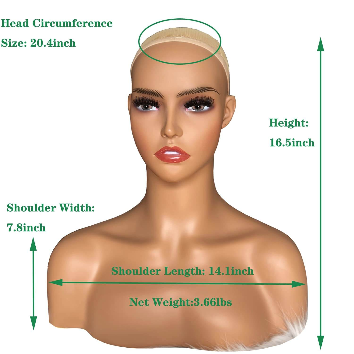 Realistic Female Mannequin Head with Shoulder Manikin PVC Head Bust Wig Head Stand for Wigs Display Making,Styling,Sunglasses,Necklace Earrings - Image 19
