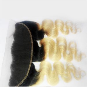 Ombre 13X4 Lace Frontal 1b/613# Ombre Blonde Hand Made Ear to Ear Body Wave Lace Frontal Hair Extension Bleached Knots with Baby Hair - Image 3