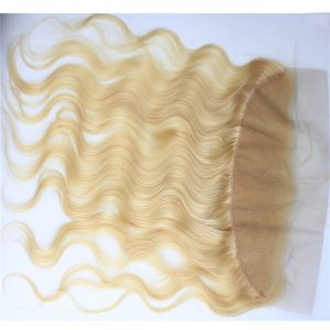 13x4 Full Lace Frontal Closure 130% Density Body Wave Free Part Brazilian Human Hair Full Lace Closure Bleached Knots with Baby Hair #613 Blond - Image 3