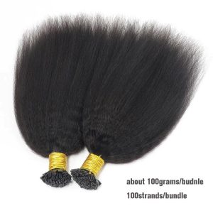 K Tip Hair Extensions Human Hair Kinky Straight Virgin Indian Human Hair Bundles K Flat Fusion Microlinks Hair Extensions For Black Women - Image 5