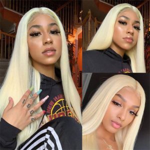 150% Density Straight Hair 4X4 Hd Lace Closure Wig #613 Blonde 100% Human Hair Wig For Women - Image 3