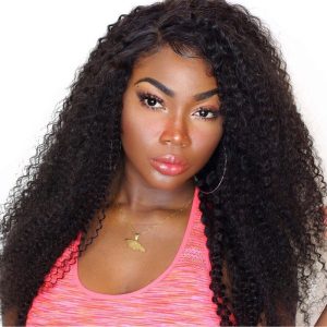 Natural Full Lace Wigs Kinky Curly Human Hair 150% Density Pre-Plucked Brazilian Remy Human Hair Bleached Knots With Baby Hair