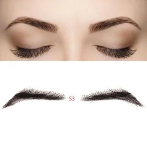 Alternative view of Fake Eyebrow Swiss Lace Invisible Eyebrows For Women and Men Black Color 100% Human Hair Full Hand Tied Eyebrow Hair