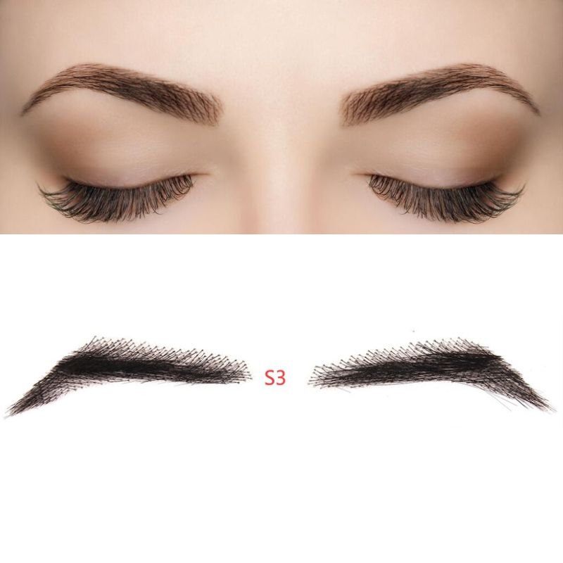 Fake Eyebrow Swiss Lace Invisible Eyebrows For Women and Men Black Color 100% Human Hair Full Hand Tied Eyebrow Hair - Image 2