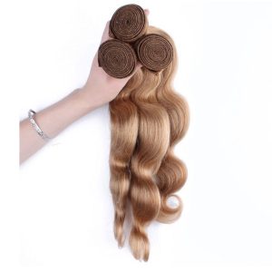 Bundle Hair Color #27 Honey Brown Body Wave Brazilian Remy Hair Weave 3pcs Buddles - Image 3