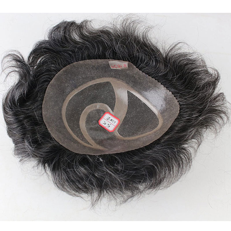 European Virgin Human Hair Toupee for Men 10x8inch Mono Lace with PU Around Slight Wavy Men's Hairpiece Replacement System 3# Color - Image 18