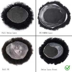 Human Hair Afro Curly Mens Toupee Hairpiece Wig Base with Hard PU Reforced Size 10x8 inch #1B Off Black - Image 43