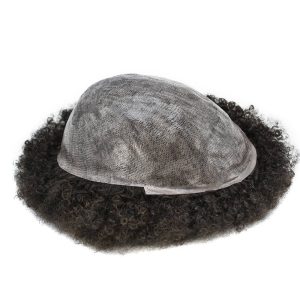 Pwigs Hairpiece Afro Toupee For Black Men Full Poly Skin Pu African American Curly Afro Wig 150% Density Toupee Hairpieces 10X8 Inch - Image 5