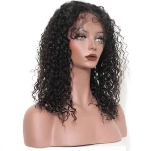 Alternative view of Lace Front Wigs 16 inces Natural Black Brazilian Human Hair Wig Deep Wave Lace Front Wigs