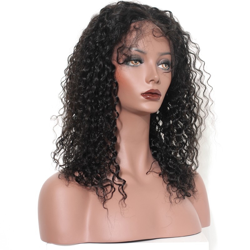 Lace Front Wigs 16 inces Natural Black Brazilian Human Hair Wig Deep Wave Lace Front Wigs - Image 2