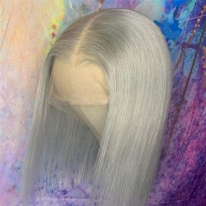 Transparent Lace Wigs For Women 150% Density Grey Bob Human Hair Wigs Brazilian Remy 13x4 Lace Wig Short Bob Ombre Wig - Image 4